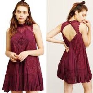 Free people cut out back medium flare midi maroon dress…